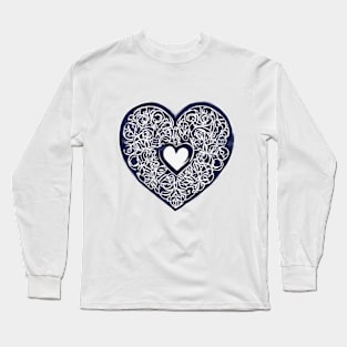 Heart Navy Shadow Silhouette Anime Style Collection No. 238 Long Sleeve T-Shirt